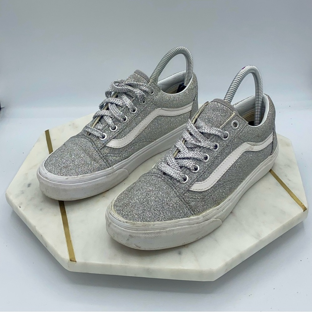 Vans Women’s Old Skool Silver Lurex Glitter Size 7.5 - Picture 6 of 8
